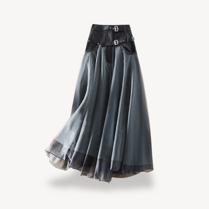 High Waist Gothic Maxi Skirt Women Chiffon