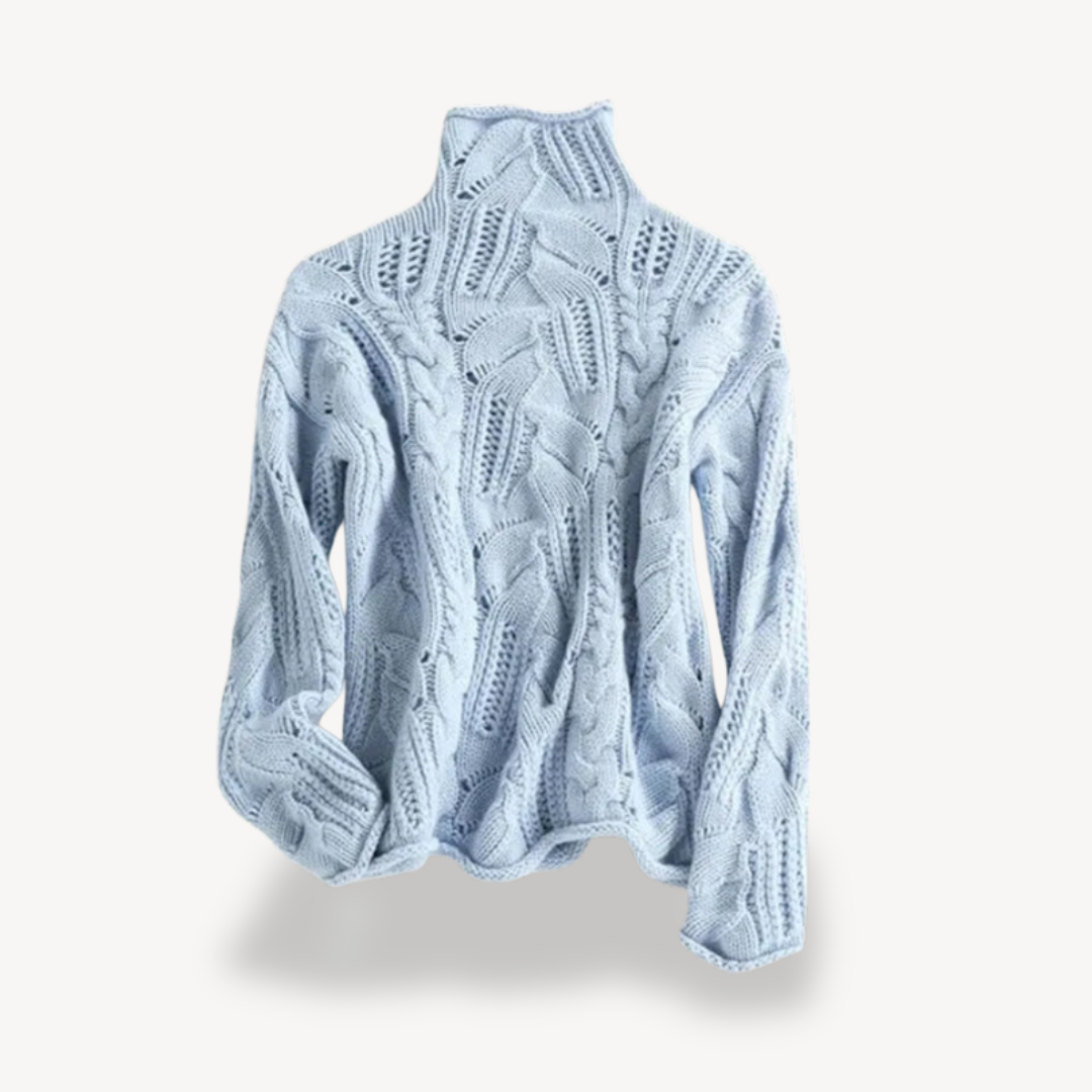 Ribbed Knit Turtleneck Sweater for Women