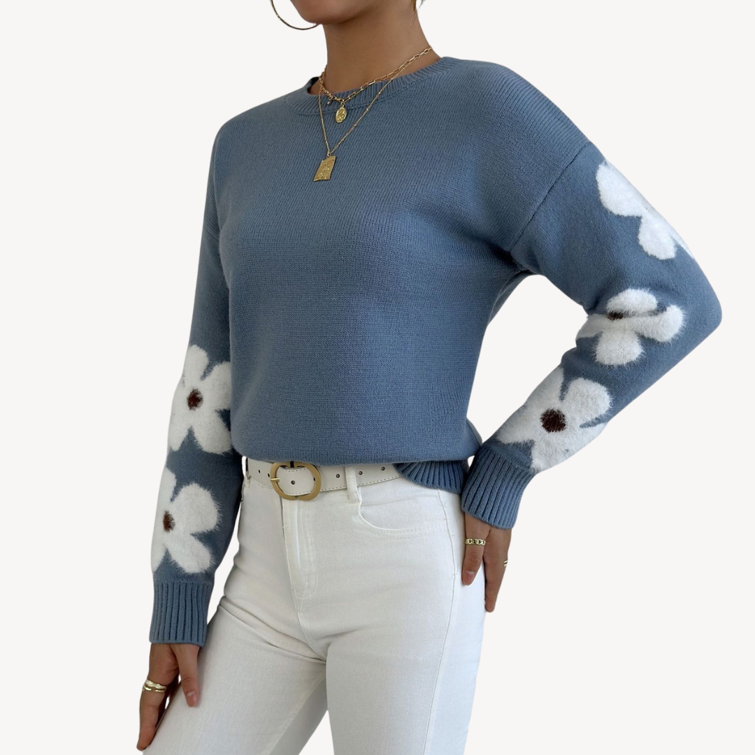 Floral Embroidered Sweater for Women
