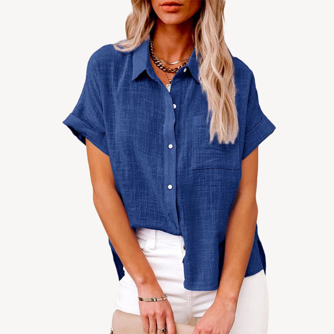 Women's Short Sleeve Linen Shirt