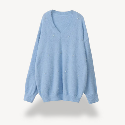 Pearl Detail V-Neck Sweater for Women