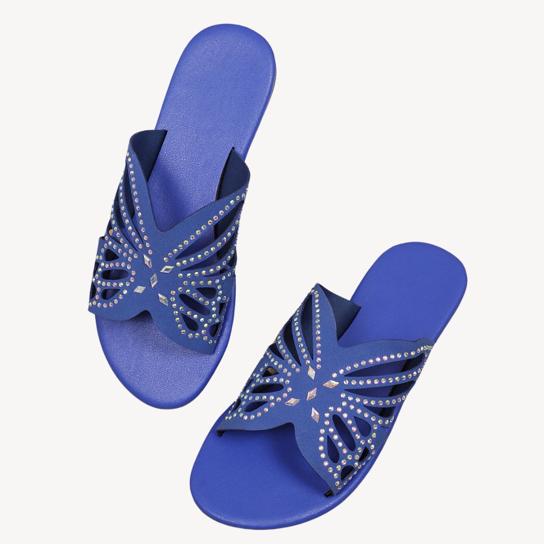 Women's Orthopedic Rhinestone Butterfly Flat Sandals