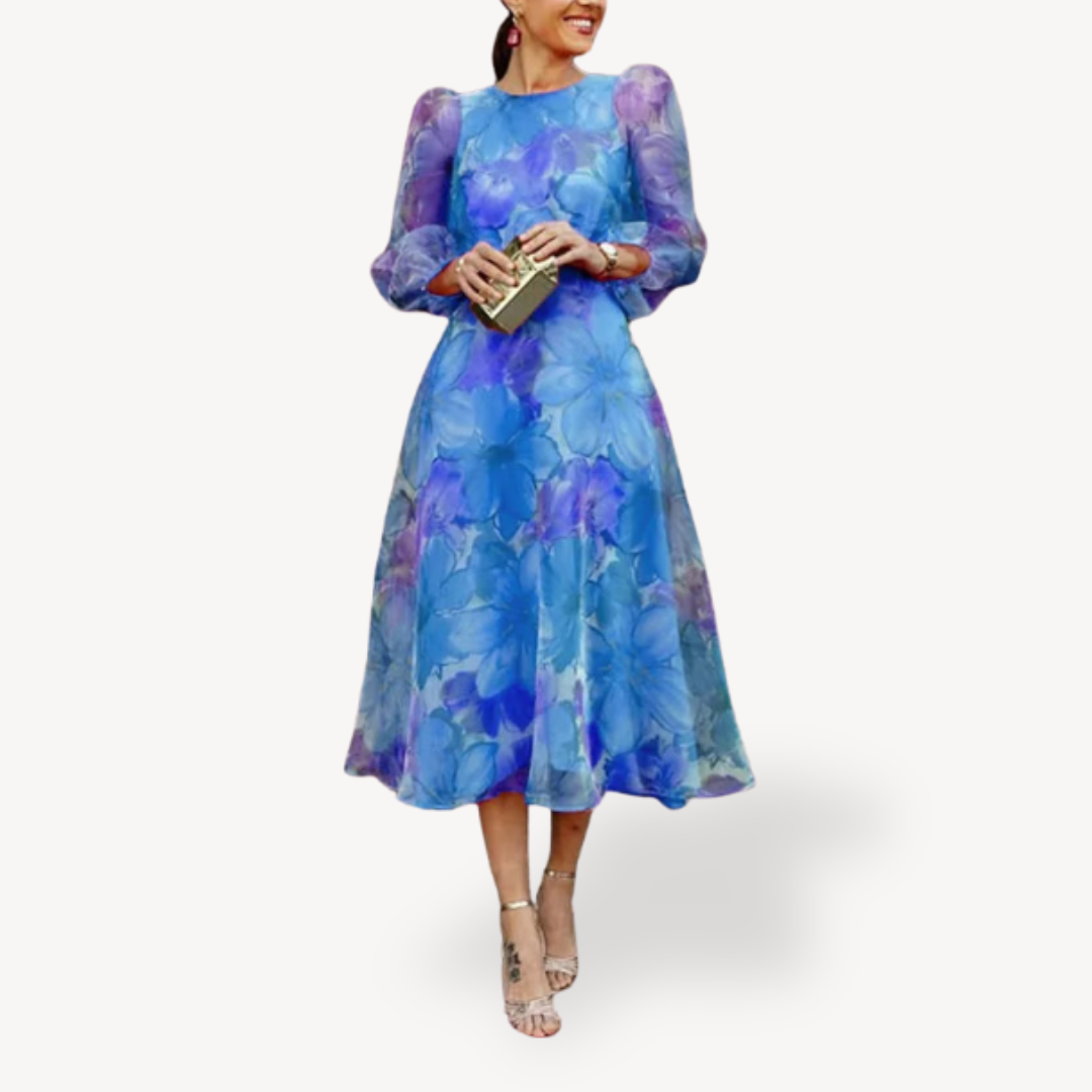 Women's Floral Chiffon Midi Dress