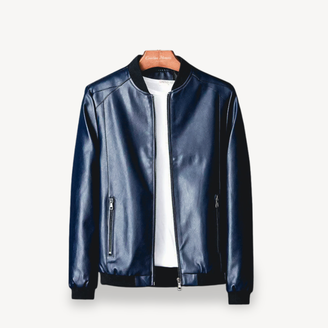 Men’s Faux Leather Bomber Jacket