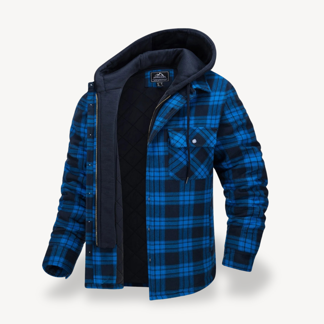 Men's Flannel Hooded Padded Jacket
