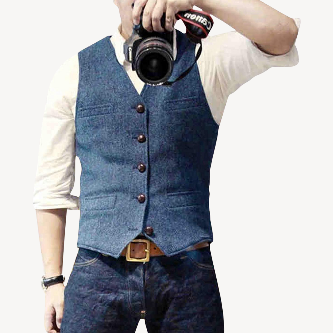 Men's Buttoned Wool Vest