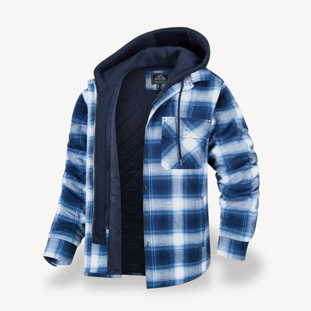 Men's Flannel Hooded Padded Jacket