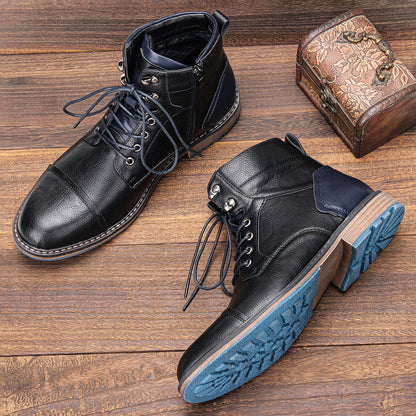 Durable Leather Boots Outdoor - Orthopedic boots with side zip
