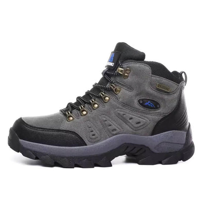 Outdoor - Waterproof Leather Hiking Walking Boots Gray
