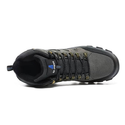 Outdoor leather boots, waterproof hiking shoes, Green