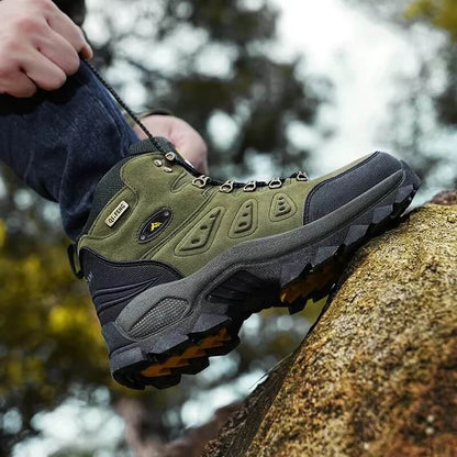 Outdoor - Waterproof Leather Hiking Walking Boots Green