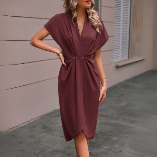 Chic Flowy Knee Length Dress for Ladies - BritishElegance