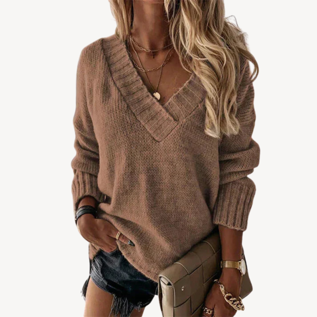 Women's V-Neck Knit Pullover Sweater
