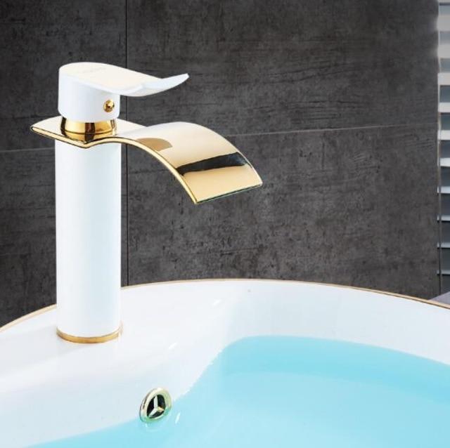Luxury White And Gold Kitchen Sink Faucet Single Handle