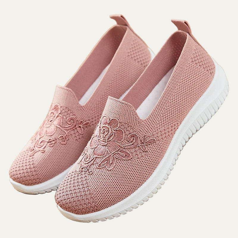 Women’s Breathable Knit Slip On Floral Walking Shoe