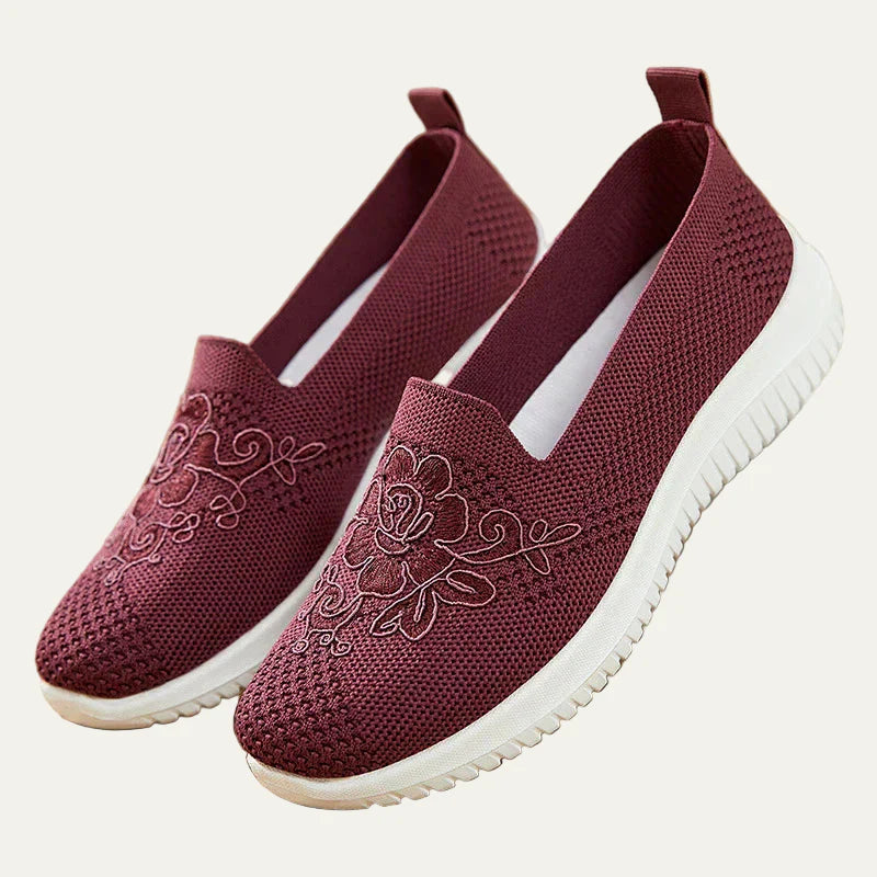 Women’s Breathable Knit Slip On Floral Walking Shoe