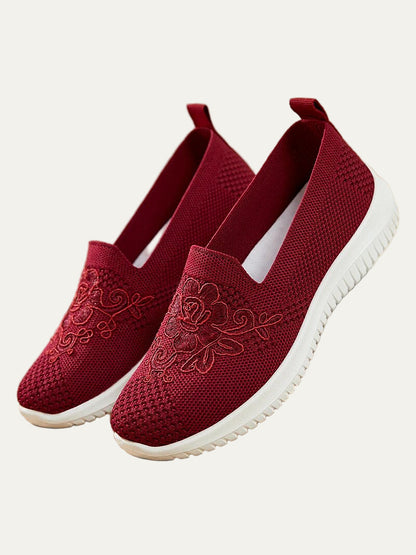 Women’s Breathable Knit Slip On Floral Walking Shoe