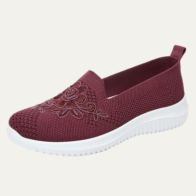 Women’s Breathable Knit Slip On Floral Walking Shoe