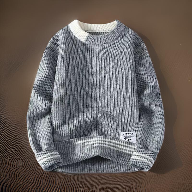 Casual Men's Horizontal Stripe Crew Sweater