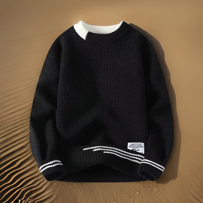 Casual Men's Horizontal Stripe Crew Sweater - BritishElegance