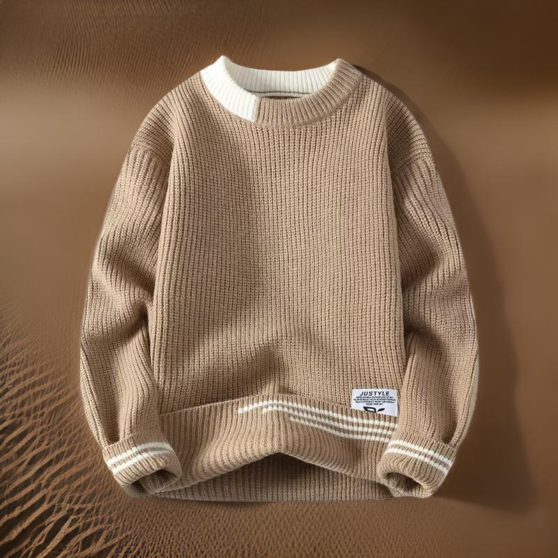 Casual Men's Horizontal Stripe Crew Sweater