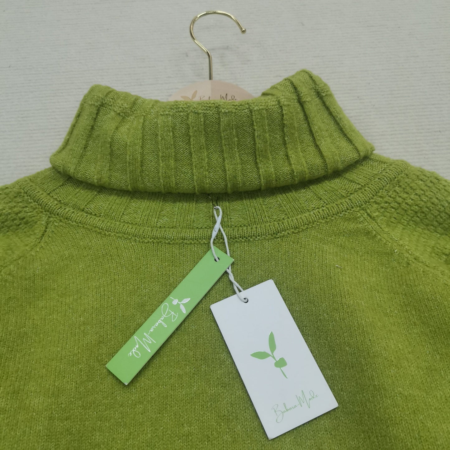 Bright Green, Oversized Knitted Turtleneck Sweater - AutumnGleam