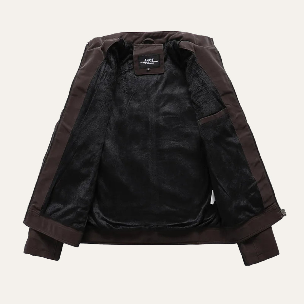 Men’s Faux Leather Racer Jacket with Quilted Trim