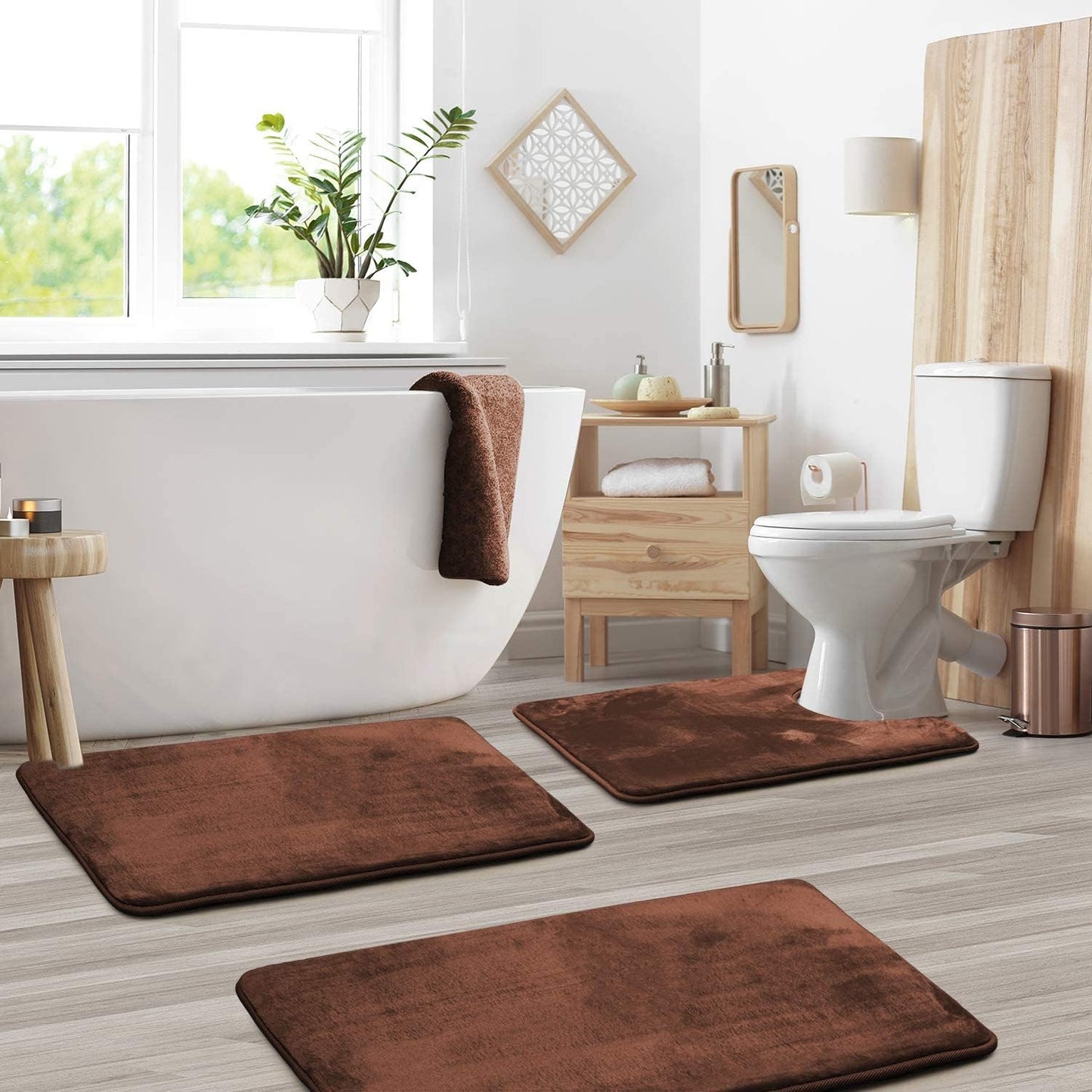 Plush Memory Foam Bathroom Mat Set 3-Piece Grip