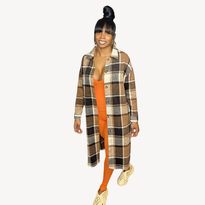 Plaid Button-Up Shirt Dress for Women