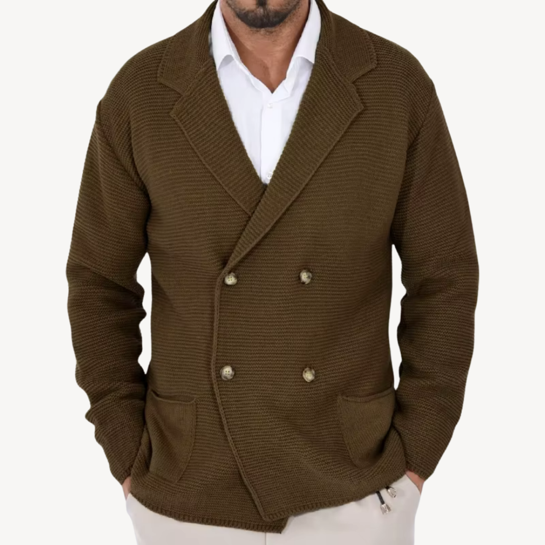Double-Breasted Knit Cardigan for Men