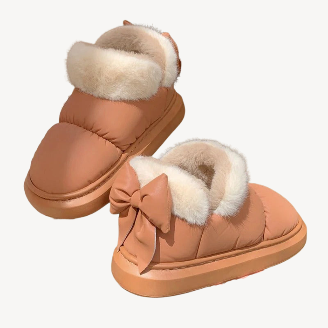 Orthopedic Faux Fur Bow Slippers