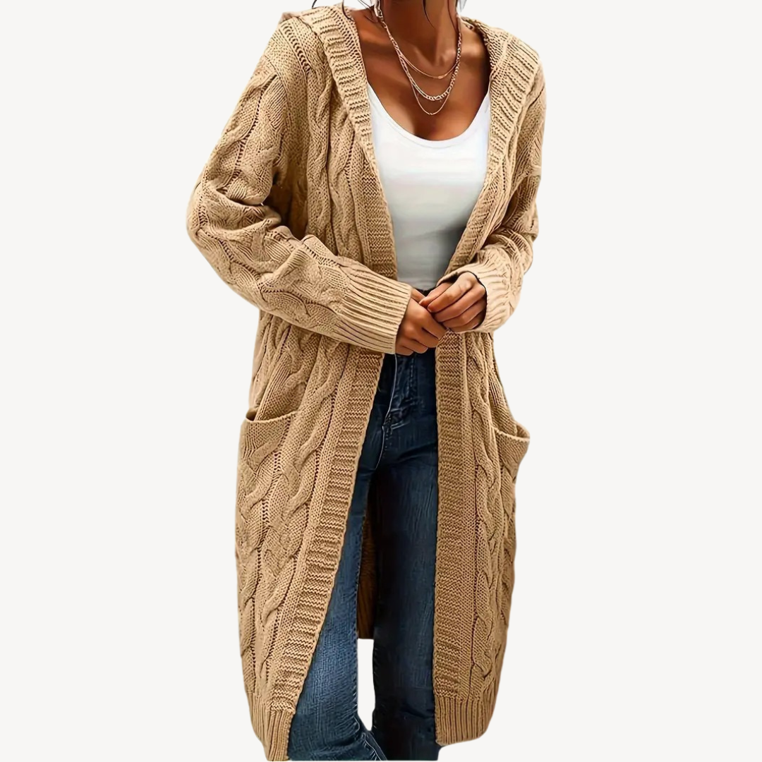 Cable Knit Hooded Cardigan