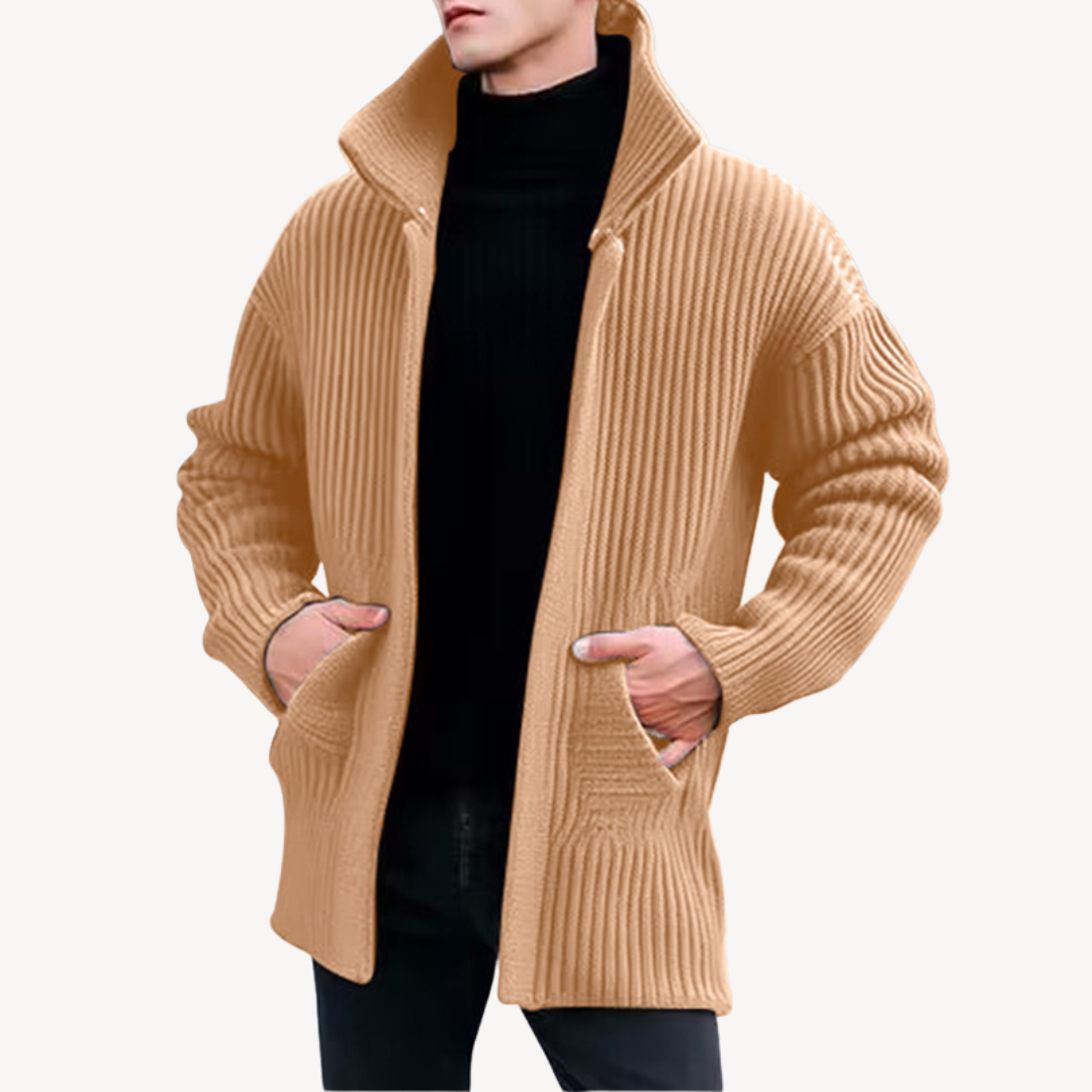 Ribbed Knit Cardigan for Men