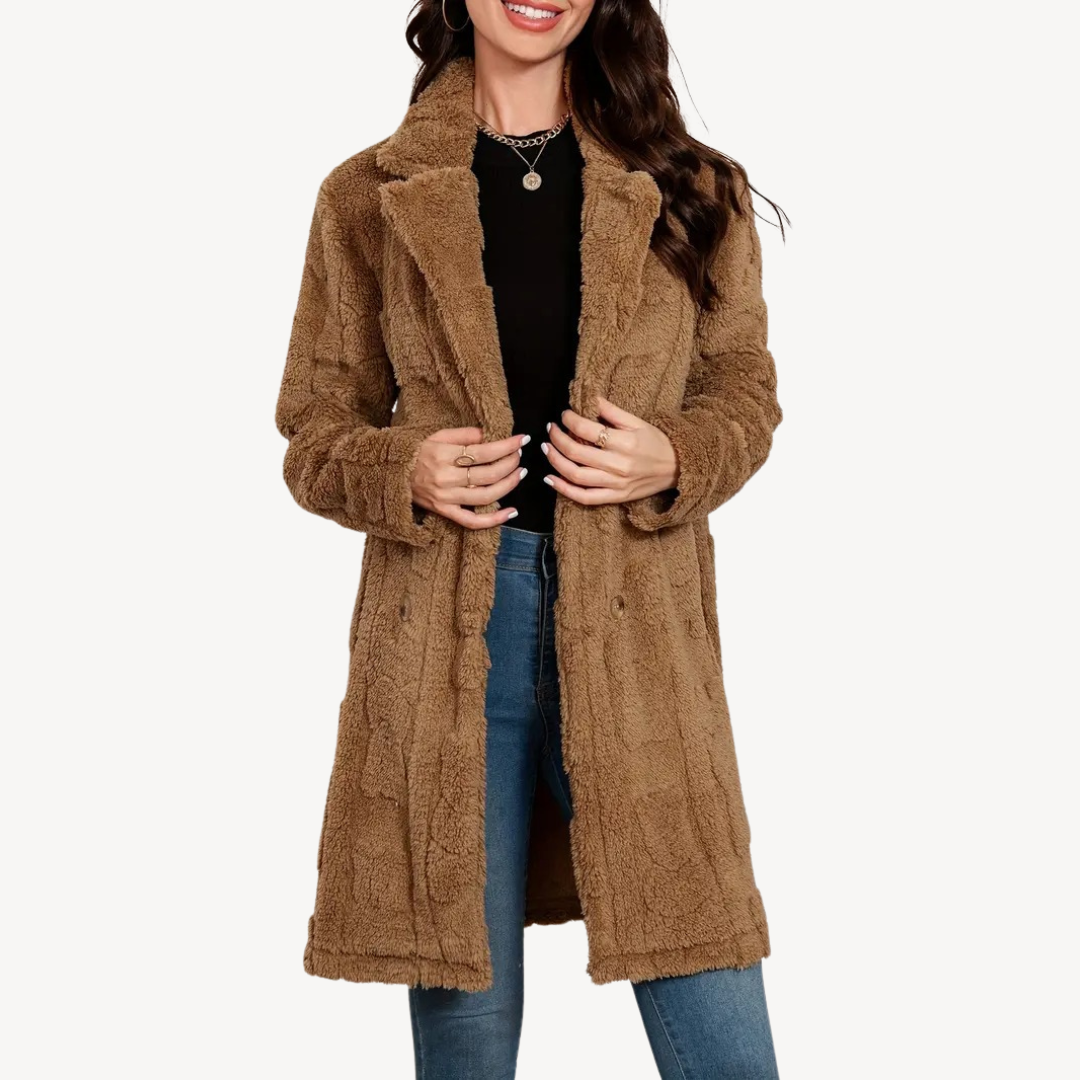 Women’s Double-Breasted Faux Fur Coat