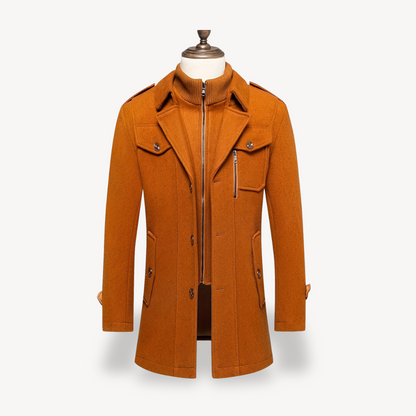 Men's Wool Blend Peacoat with Inner Bib