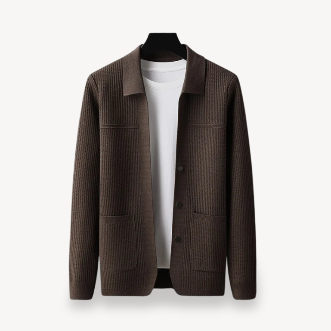 Ribbed Knit Cardigan for Men