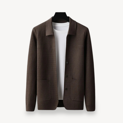 Ribbed Knit Cardigan for Men