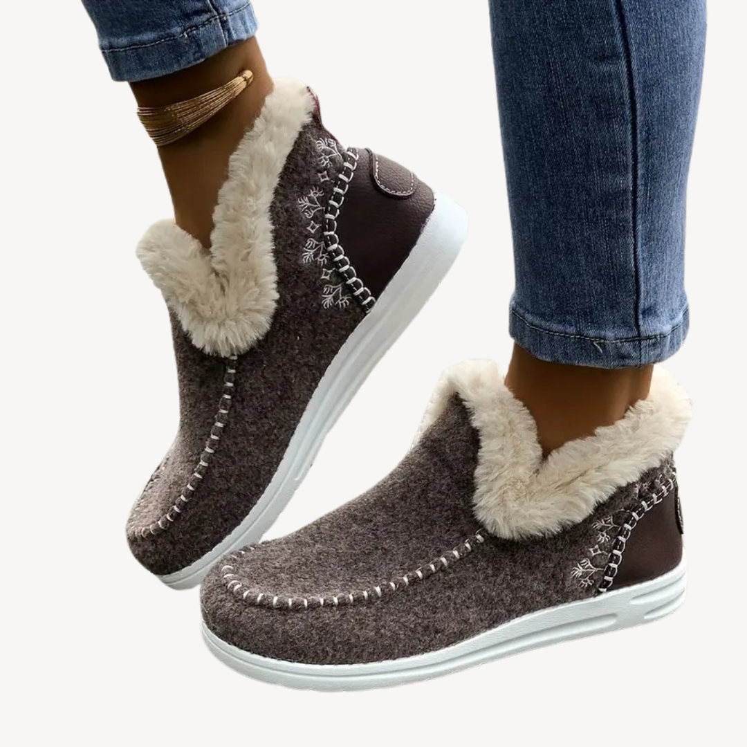 Fur-Lined Orthopedic Slip-On Shoes for Women