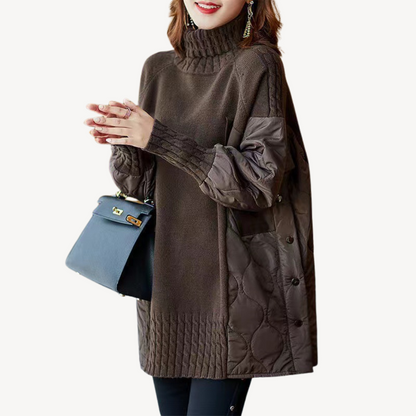 Women’s Knitted Quilted Turtleneck Pullover