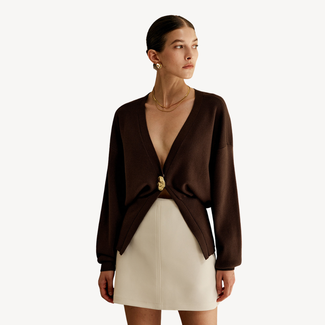 Women's Knit V-Neck Cardigan Sweater