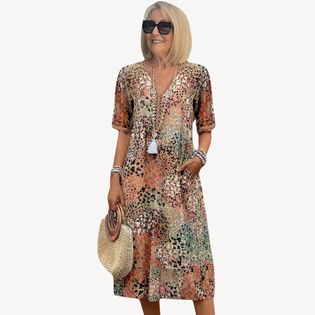 Women’s Boho Midi Dress – Flowy Tiered Style in Multiple Colors