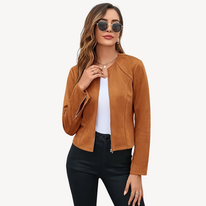 Women's Zippered Suede Jacket