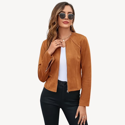 Women's Zippered Suede Jacket