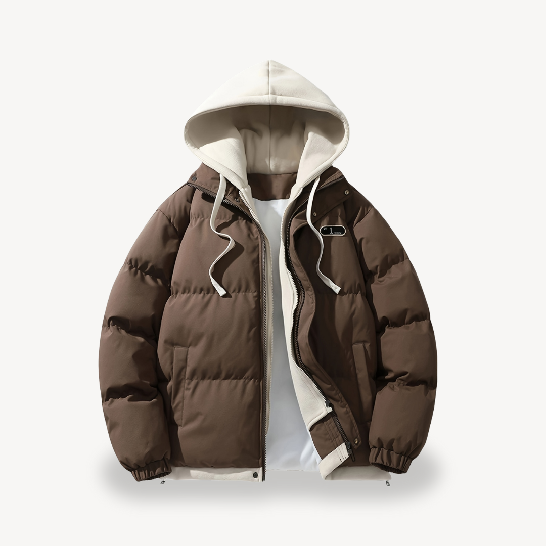 Men's Oversized Puffer Jacket with Hoodie