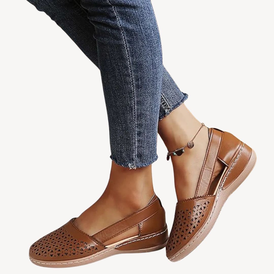 Leather Cutout Orthopedic Sandals Women