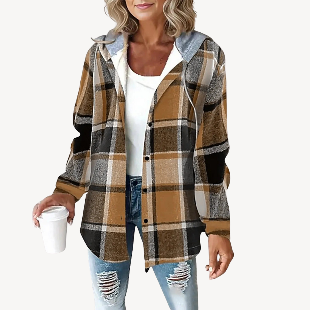 Plaid Hooded Shirt Jacket