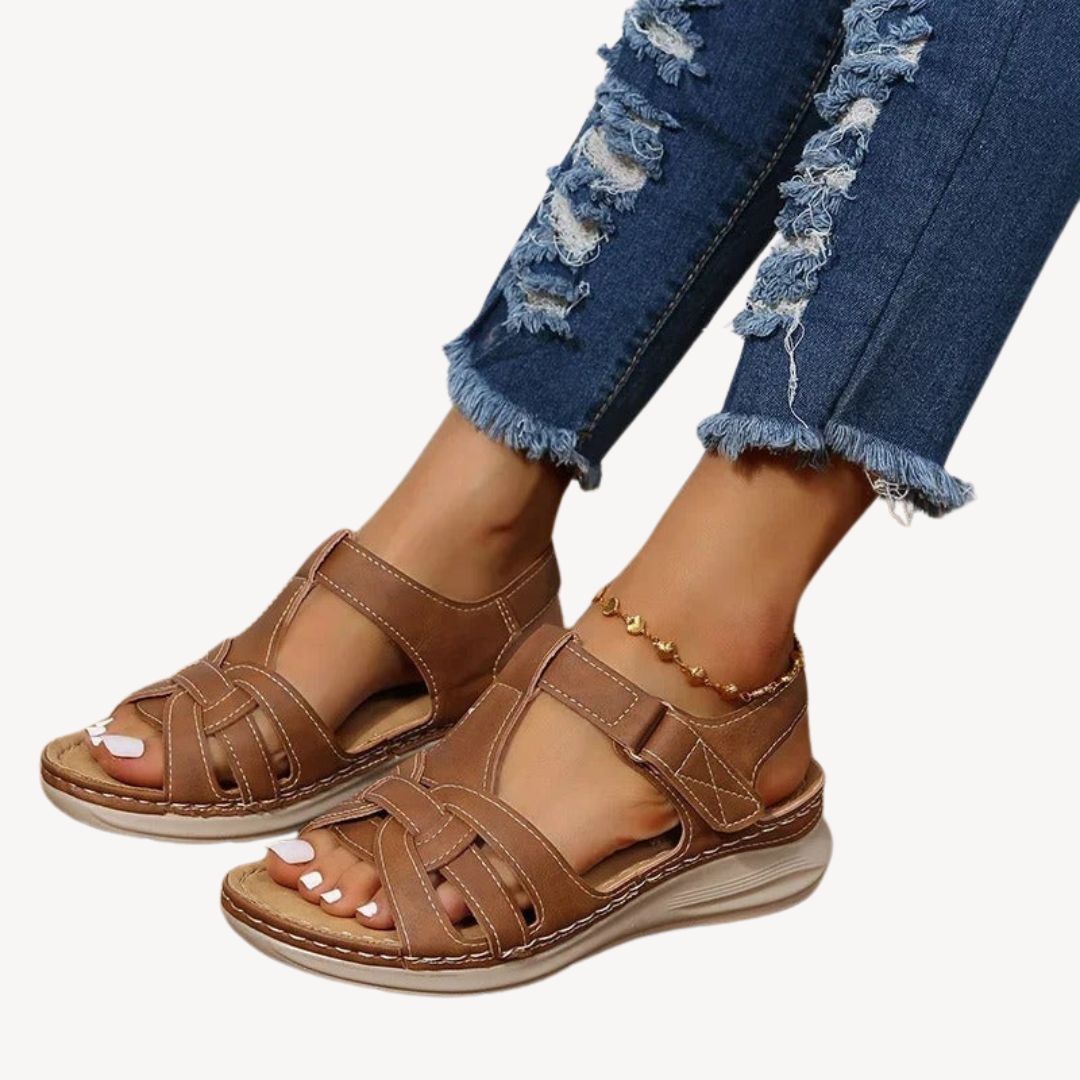 Leather Buckle Orthopedic Sandals Women