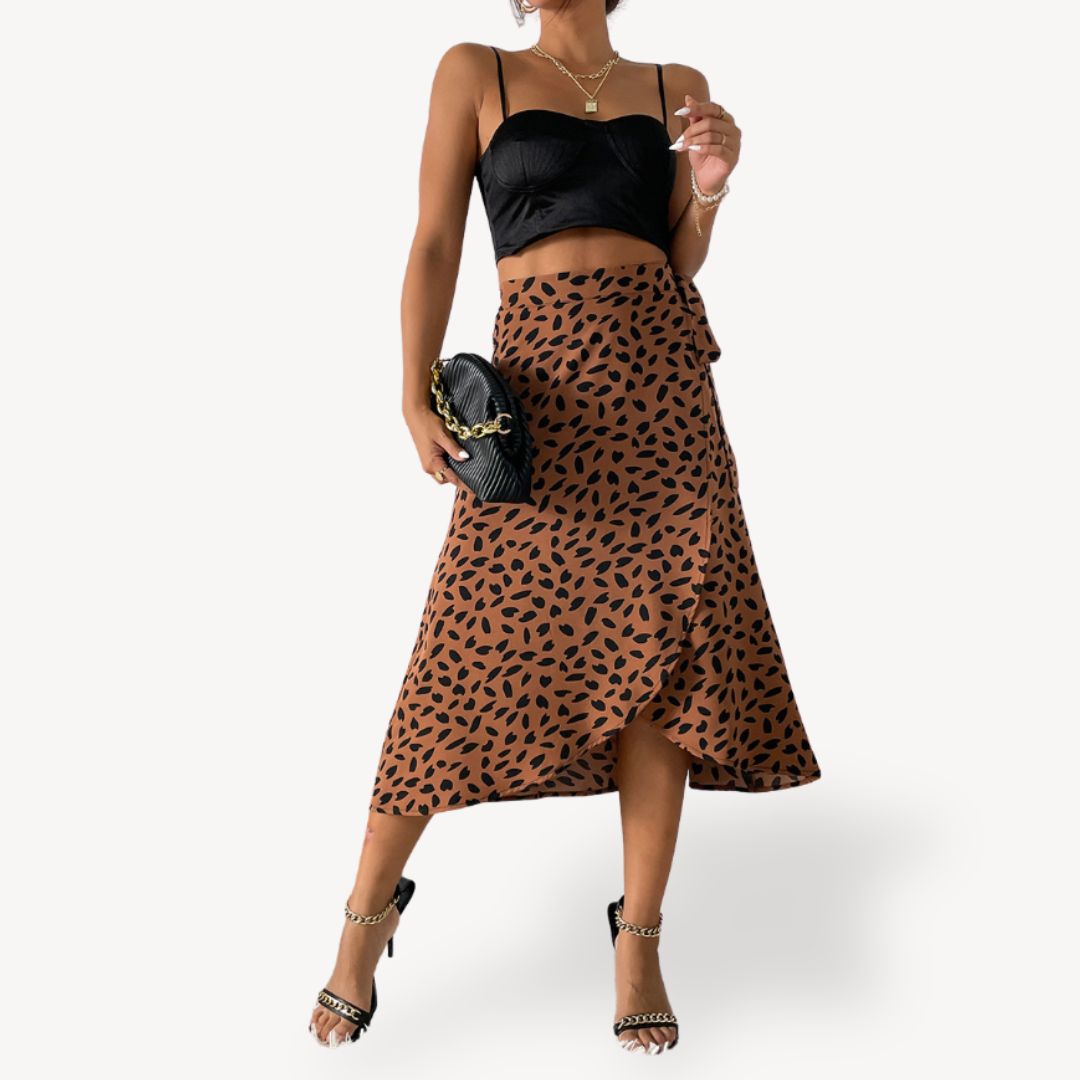 Women's Printed Chiffon Wrap Midi Skirt