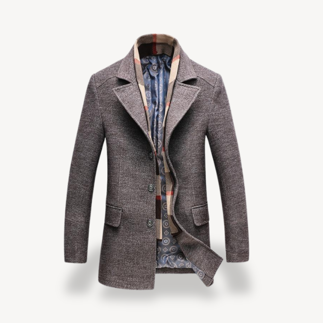 Wool Blend Trench Coat for Men