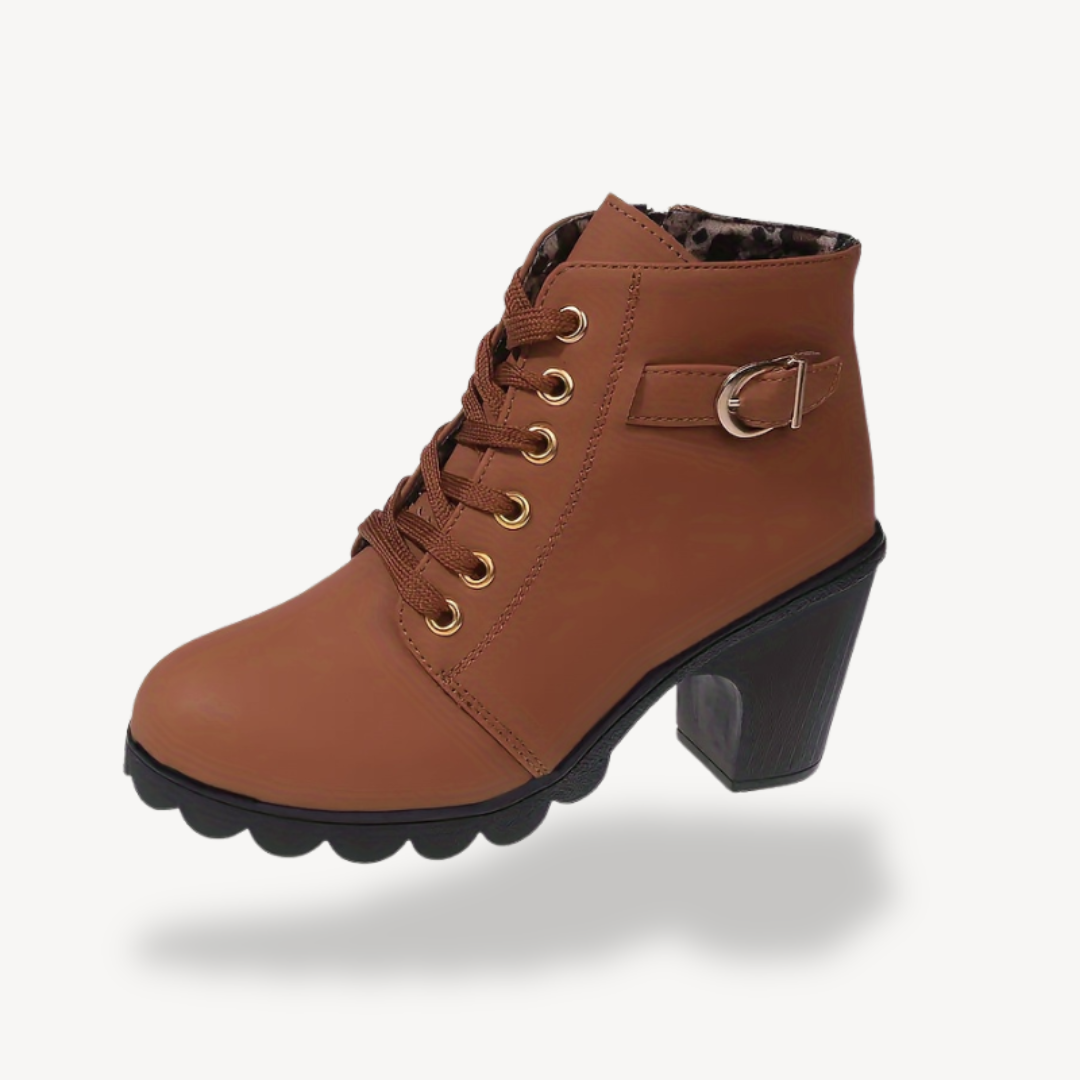 Orthopedic Lace-Up Heeled Booties